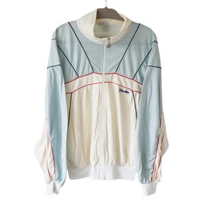 Vintage LOTTO Track Jacket Full Zip Size L 90s 80s sport blue beige tennis style