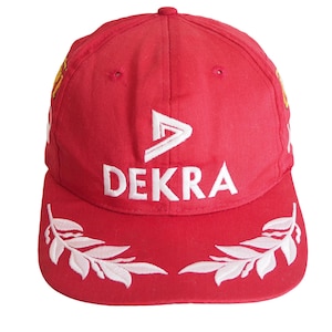 Vintage DEKRA Ferrari Michael Schumacher Cap Formula 1 Racing Team Red Hat 90s
