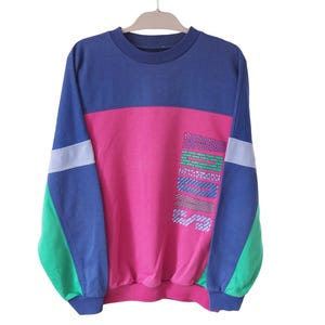 Vintage ADIDAS Sweatshirt big logo rare multicolor bright jumper Size XL crewneck 90s sport style