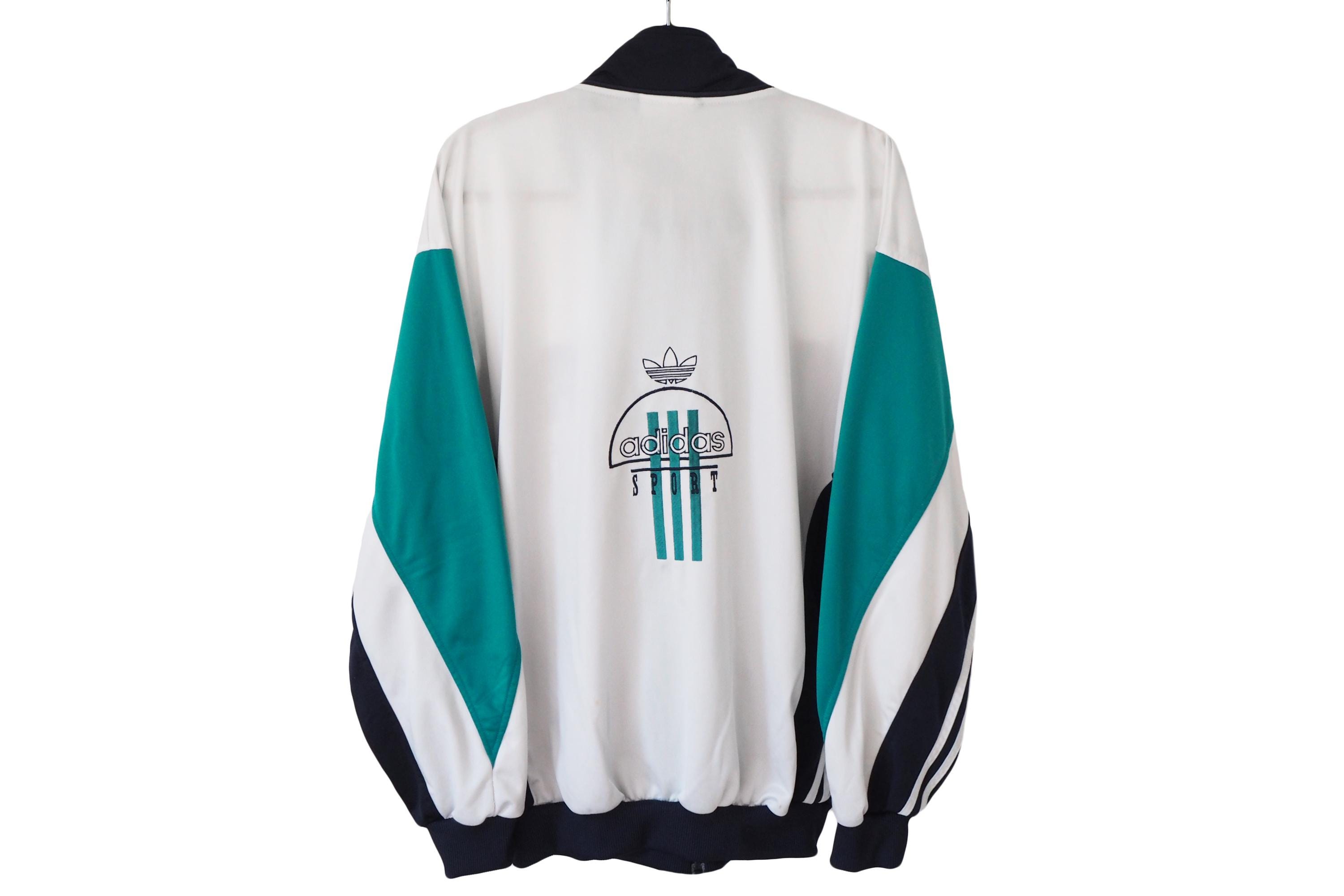 Vintage ADIDAS Track Jacket Full Zip Size XL Blue White 90s