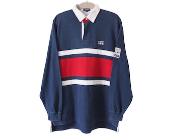 Vintage GANT USA Rugby Shirt long sleeve T-Shirt collared heavy cotton jumper