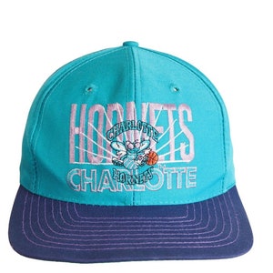 Vintage CHARLOTTE HORNETS Cap 90s nba sport hat purple / blue USA basketball