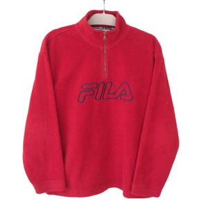 Vintage FILA Fleece Sweater 1/4 Zip Size Women&#39;s L red ski outdoor jumper