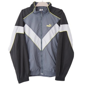 Vintage PUMA Track Jacket Full Zip Size L gray 90s sport windbreaker