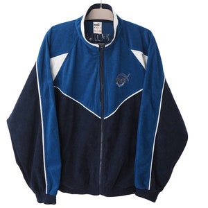 Vintage PUMA Track Jacket Full Zip Size XL blue 90s sport windbreaker Terry