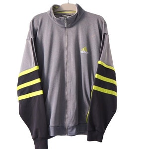 Vintage ADIDAS Track Jacket Full Zip Size XL gray 90s sport windbreaker big logo
