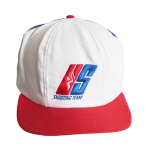 Vintage US Shooting Team Trucker Cap 90s / 80s made in USA white blue red hat big logo