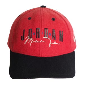 Vintage NIKE AIR JORDAN Cap 90s style red big logo wool hat