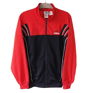 Vintage ADIDAS Track Jacket Full Zip Size M red blue 90s sport light wear