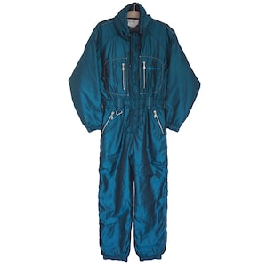 Vintage SERGIO TACCHINI Ski Suit 90s retro Jumpsuit Size S blue Snow Coveralls