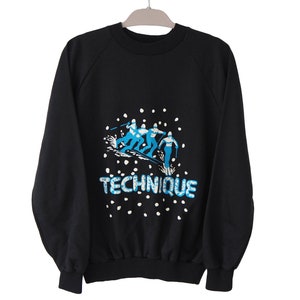 Vintage Technique Ski Sweatshirt crewneck Jumper black Size M 90s