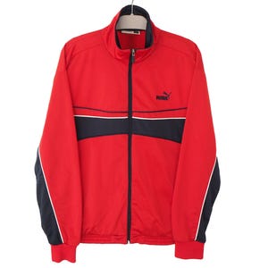 Vintage PUMA Track Jacket Full Zip Size L 90s classic sport windbreaker red