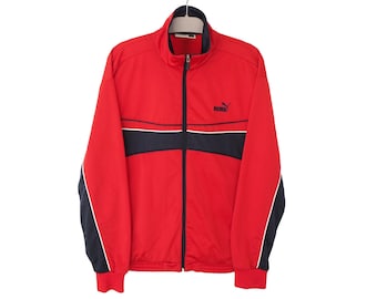Vintage PUMA Men's Track Jacket Size S Authentic Red Black Retro