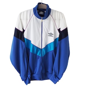 Vintage UMBRO Track Jacket Full Zip Size L blue 90s sport windbreaker