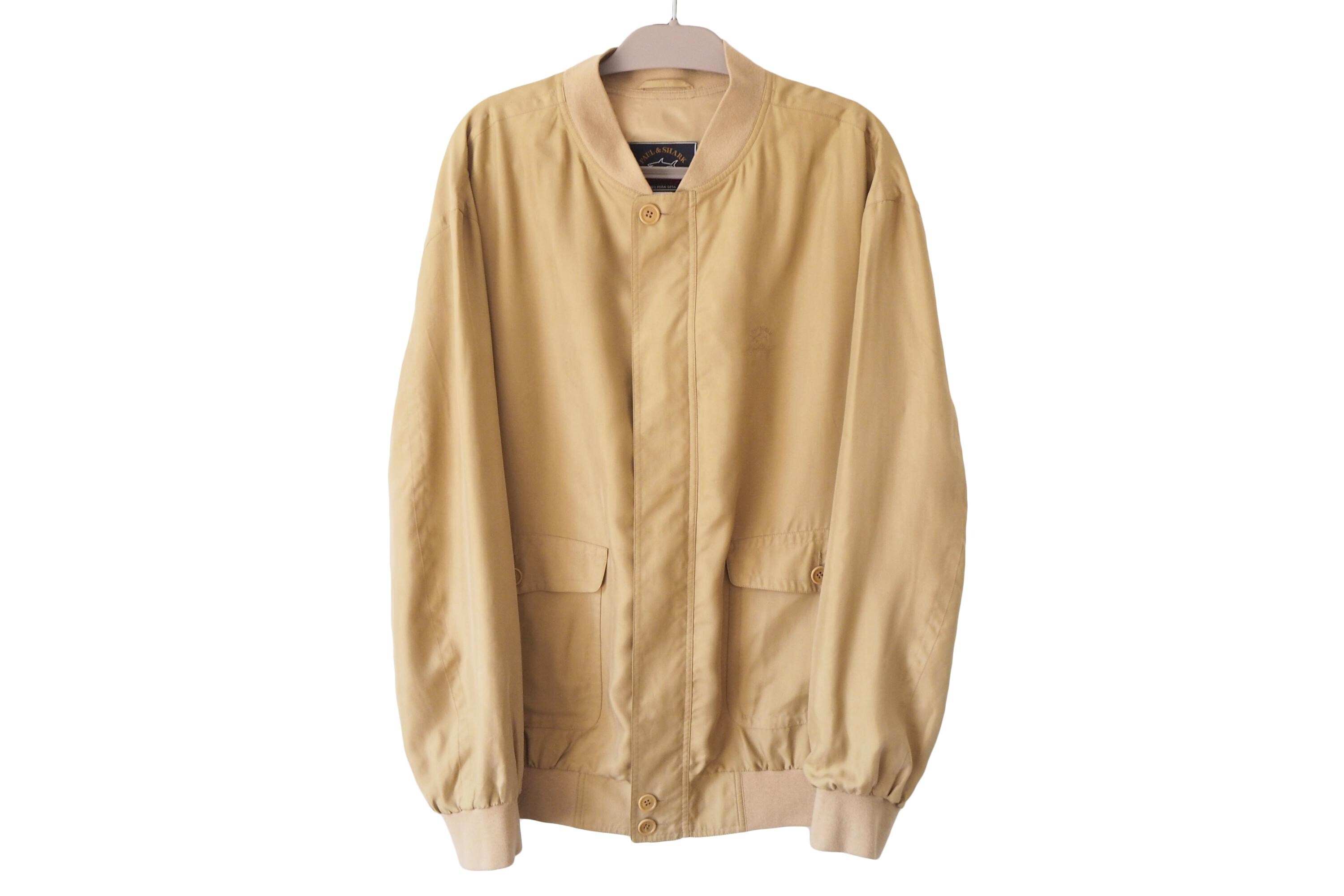 Vintage PAUL & SHARK Yachting Jacket Full Zip 90s 3XL Beige Silk