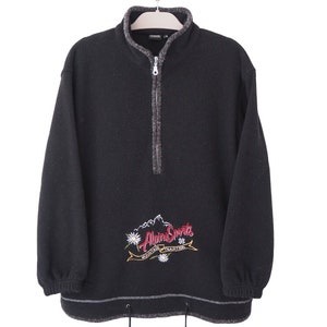 Vintage ALPINE-SPORTS TCM Fleece Sweater Half Zip black 90s ski jumper Size M