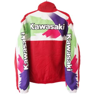 Vintage KAWASAKI Racing Team Jacket Full Zip Size XL 90s Moto GP crazy pattern
