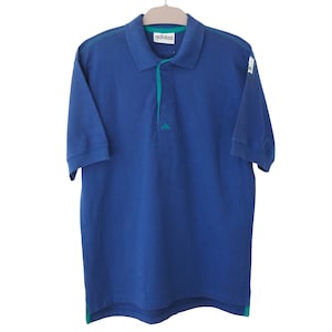 Vintage ADIDAS Equipment Polo T-Shirt Size L blue 90s style