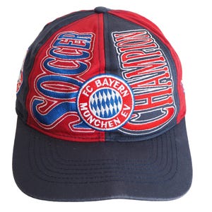 Vintage BAYERN Munchen Cap 90s football hat big logo Munich Red / Blue