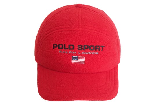 Vintage POLO SPORT by Ralph Lauren Fleece Cap Big Logo 90s USA Casual Hat Red Etsy UK