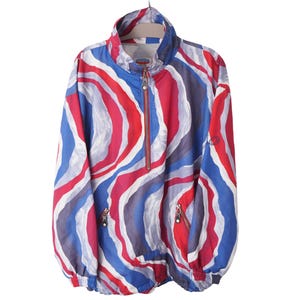 Vintage ODLO Anorak Jacket Size XL abstract pattern 90s sport style windbreaker