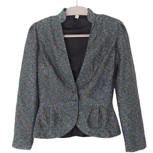 Vintage SHINING Bright Blazer Women&#39;s S size multicolor long sleeve blouse