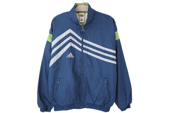Buy Vintage ADIDAS Track Jacket Full Zip Size L Blue 90s Sport 