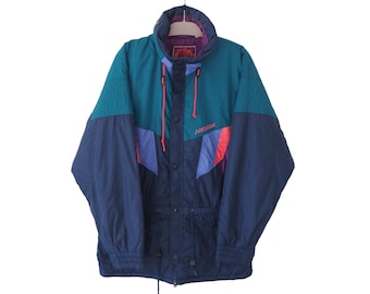 Vintage NEVICA Ski Jacket Size XL outdoor mountains 90s style hooded blue green