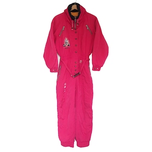 Vintage BOGNER Ski Suit Aviation 90s retro Jumpsuit Size women's 40 pink coveralls winter