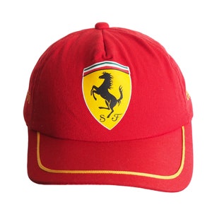 Vintage FERRARI Cap big logo racing hat 80s / 90s red Scuderia racing Formula 1 team sport cap F1 Michael Schumacher