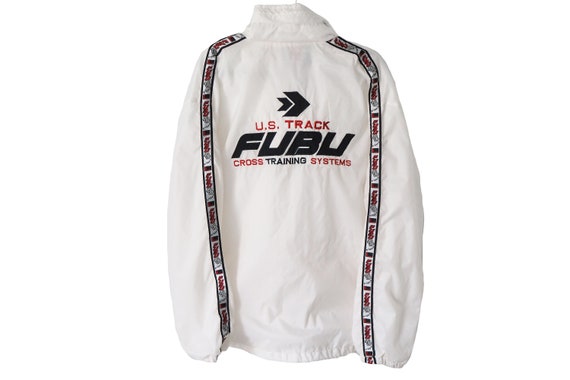 Vintage FUBU Jacket Full Zip Size XL White Hip Hop Style Big Vintage FUBU Jacket Full Zip Size XL White Hip Hop Style Big