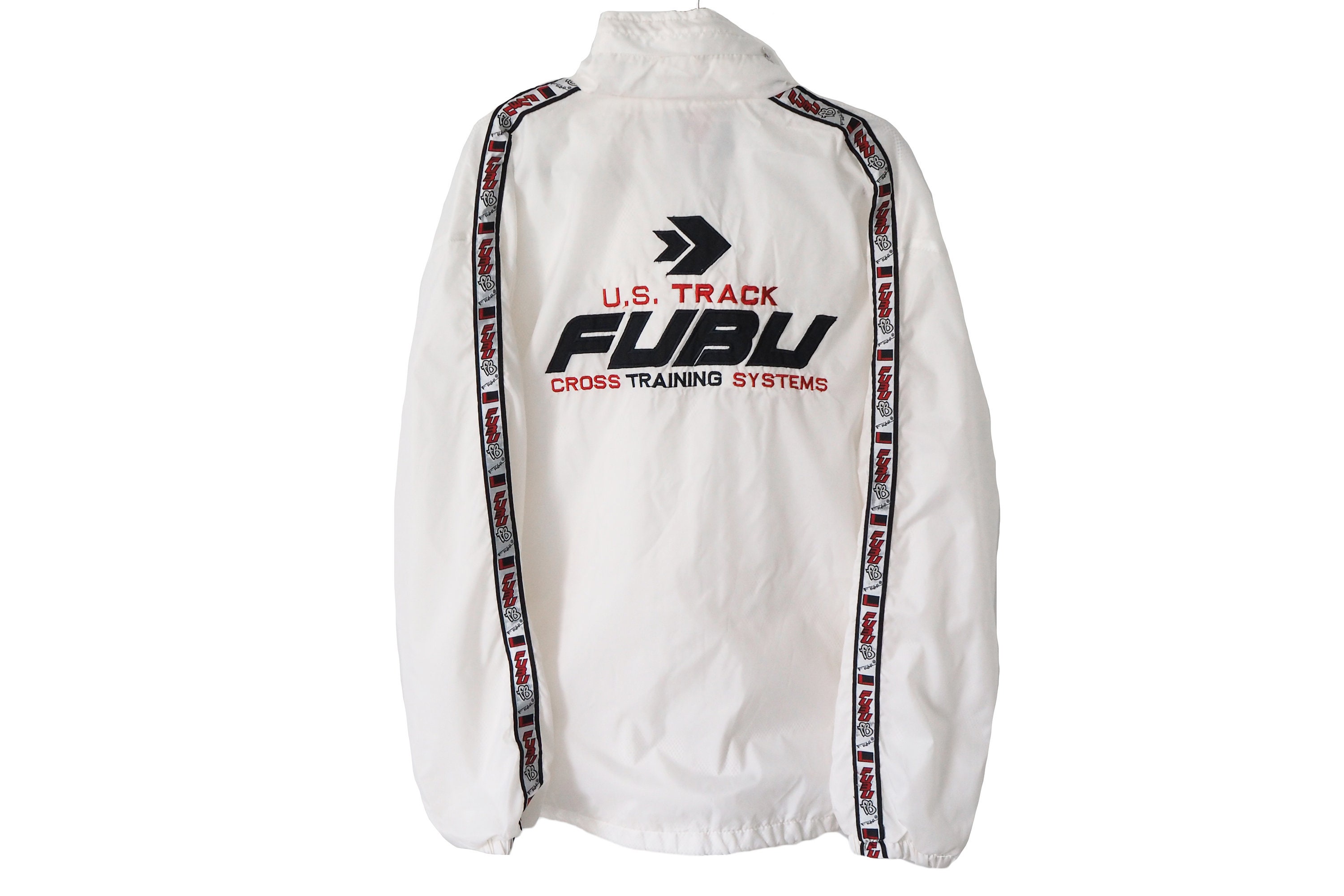 Vintage FUBU Jacket Full Zip Size XL White Hip Hop Style Big Vintage FUBU Jacket Full Zip Size XL White Hip Hop Style Big