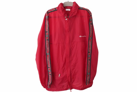 Vintage CHAMPION Track Jacket Full Zip Size XL Red 90s Sport