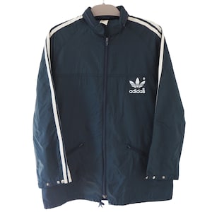 ヴィンテージ ADIDAS ジャケット フルジップ ブルー スポーツ スリーストライプス 80年代 香港製