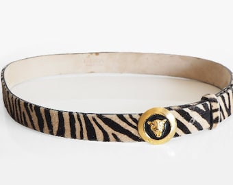 Vintage ESCADA belt women&#39;s animal pattern wild cat 90&#39;s made in Italy