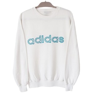 Vintage ADIDAS Sweatshirt big logo jumper Size M crewneck 90s made in Hong Kong white