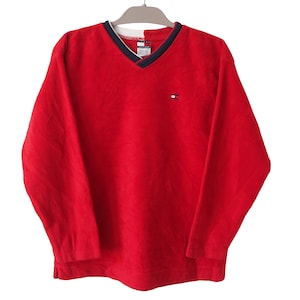 Vintage Fleece Sweatshirt Size Women&#39;s M red ski outdoor v-neck jumper