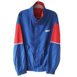 Vintage Yamaha Jacket Size XL 90s racing style sport light wear blue windbreaker oversized fit