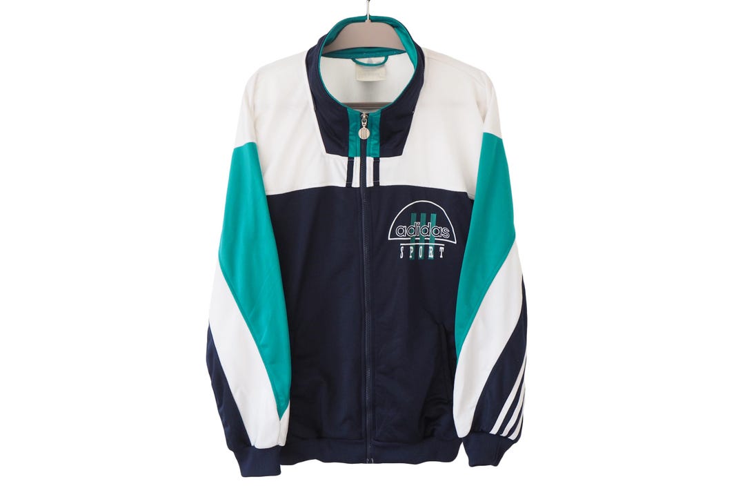 【 adidas originals 】 90s TRACK JACKET Vintage ADIDAS Track Jacket Full Zip Size XL Blue White 90s