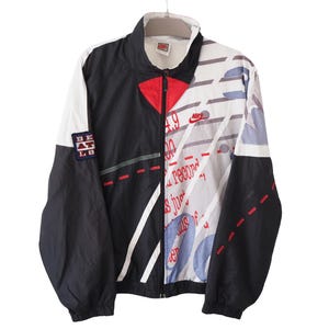 Vintage NIKE Track Jacket Full Zip Size M Black White 90s sportswear