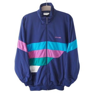 Vintage ADIDAS Track Jacket Full Zip Size M 90s sport windbreaker purple