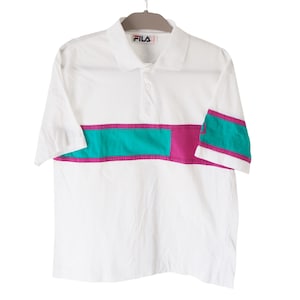 Vintage FILA Polo T-Shirt Size S white tennis 90s style made in Italy