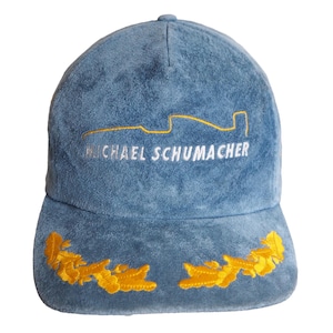 Vintage Michael Schumacher Cap racing Formula 1 90s blue suede style F1 hat