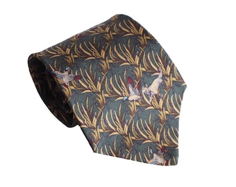 Vintage SALVATORE FERRAGAMO Tie silk classic Necktie made in Italy Cravatte 90s duck animal pattern