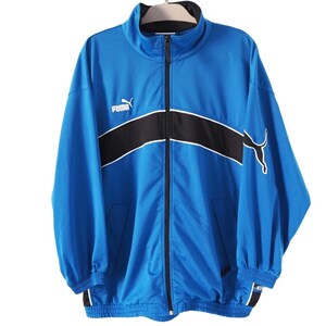 Vintage PUMA Track Jacket Full Zip Size XL 3/4 sleeve blue 90s sportswear