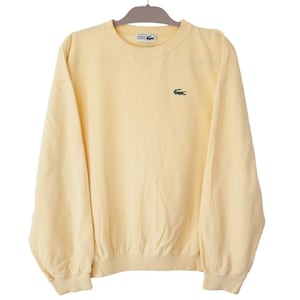 Vintage LACOSTE Sweatshirt Crewneck small logo 90s yellow jumper Size M