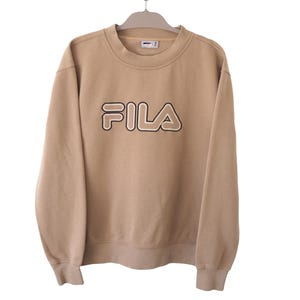 Vintage FILA Sweatshirt big logo 00s jumper beige crewneck sport style Size L