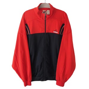 Vintage ADIDAS Track Jacket Full Zip Size XXL 90s sport windbreaker red
