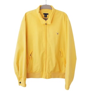 Vintage GANT Jacket Full Zip harrington style collared full zip yellow Size XL