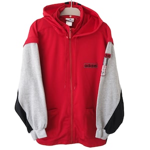 Vintage ADIDAS Track Jacket Full Zip Size L red 90s sport windbreaker